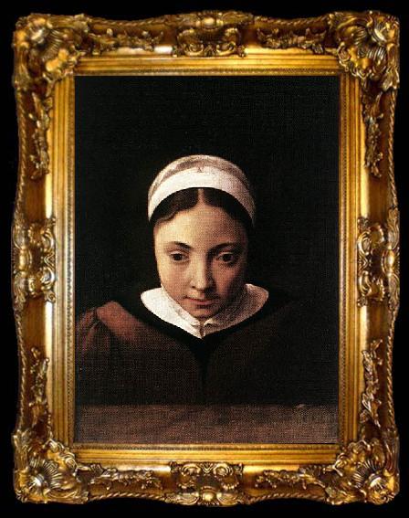 framed  Cornelis van Poelenburch Portrait of a Young Girl, ta009-2